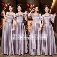 Bridesmaid Dress Elegant Purple Satin Luxury & Breathable Gown | Wedding & Debut Guest Gown