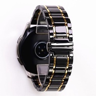 20 22 24mm luxury ceramic and stainless steel black white strap for Samsung s2 3 4 GT watch strap celet wristband belt