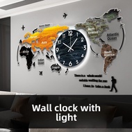 World Map Wall Clock Living Room Advanced Wall Clock Creative Clock Office Home Wall-Mounted Mute Cl