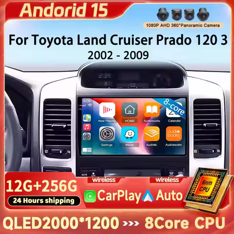 2 Din Android15 Autoraido For Toyota Land Cruiser Prado 120 3 III For Lexus GX470 GX 470 J120 2002 -