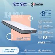 Four Star Bliss Cool Max Ticking Kintted Fabric Mattress  / 10 Years Limited Warranty  / Single / Super Single / Queen / King size with optional bed frame  / FREE DELIVERY