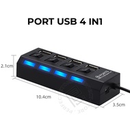 USB HUB Tombol Saklar ON OF Sambungan Kabel Adaptor USB Port Colokan Penghubung Kabel mouse flashdis