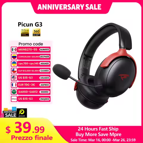 Picun G3 Gaming Wireless Headphone with Mic Over-Ear Headphones Bluetooth 5.4 40mm Driver 2.4G/Wirel