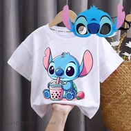 2026Disney Lilo Stitch T Shirts for Kids Ohana T-shirts for Baby Short Tshirt and Masks for Boys T-s