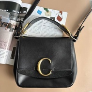 ::Chloe:: CHLOÉ C BAG 金屬C釦 黑色華面牛皮手提斜背包 側背包