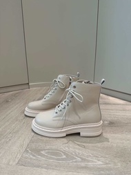 EMMA รองเท้าบู้ท ผูกเชือก ซิปข้าง ส้น 2 นิ้ว (พร้อมส่ง)