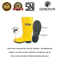 Gosave Teralion Safety Rubber Boots Steel Toe SNI Standard 39 Gosave Safety Boot Teralion Yellow Wit