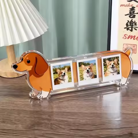 Trendy Acrylic Picture Frames 3 Inches Photo Display Photo Frames Dog Shaped Collection Decor Deskto