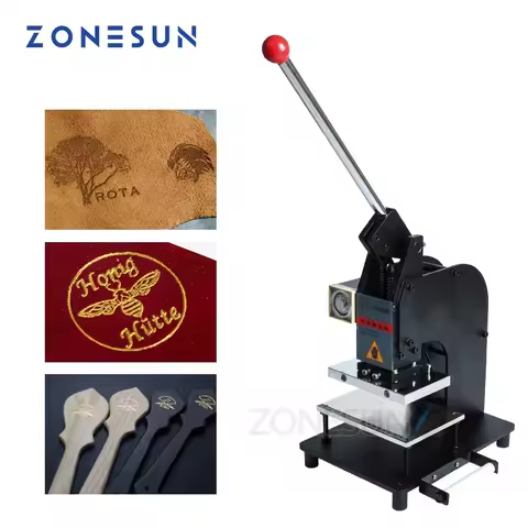 ZONESUN Hot Foil Stamping Machine Heat Press Machine Professional Golden Leather Logo Embossed Stamp
