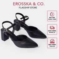 Giày cao gót Erosska mũi nhọn phối dây hở gót cao 5cm màu trắng - EK001