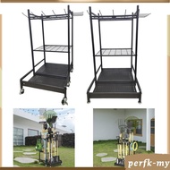 [PerfkMY] Storage Holder Garage Utility Shelf Garden Tool Organizer Yard Tool Tower Rack with Hooks 