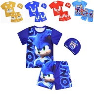 baju renang budak baju mandi budak lelaki Sonic boy boy split celana renang tiga helai bertudung pak