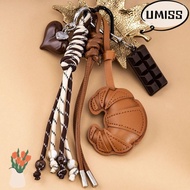 UMISTYDREAM9IQ0 Croissant Keychain, Chocolate Braided Rope Bag Pendant,  Heart Leather Bread Shape M