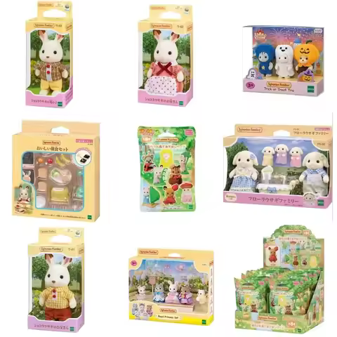 Sylvanian Families Blind Keychain Aceessories Figures Original Girls Toys Girl Looping Rabbit Family
