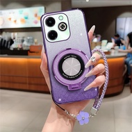 Soft Case Itel P55 Nfc / A80 Glitter Ring Magnetic Holder Free Tali Lanyard Premium