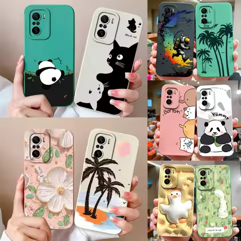 For Poco F3 F4 GT Case Cute Cartoon Soft Liquid Silicone Phone Housing For Poco F 4 F3GT Camera Prot