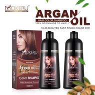 【On Sale】 Mokeru Natural Organic Permanent Brown Color Long Lasting Argan Hair Dye Shampoo For Woman Man 500ml Hair Color Dying