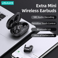 USAMS LX BT5.0 Extra Mini TWS Earbuds HiFi Bass SBC Earphone Touch Control 24h Battery Life Headset