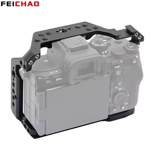 Aluminum Alloy A74 Camera Cage Rig with Cold Shoe Mount 1/4-20&3/8-16 Arri Locating Holes for Sony A