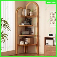 Medieval Style Rattan Shelf Multi-Layer Corner Storage Shelf Living Room Floor-to-ceiling Multifunct