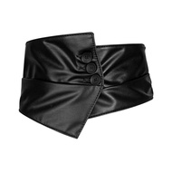 Cloth PU Leather Corset Spicy Girl Button Wide Belt Gothic Goth Wide Cummerbunds Ladies