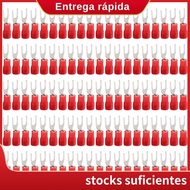 100 Pcs 4mm Fork AWG 22-16 Pre Insulated Terminal Cable Lug