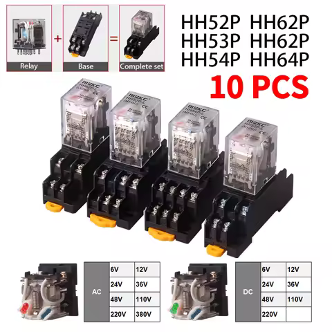 10 PCS For Wholesale Miniature Control Relays Small Intermediate Relay AC 12V DC C24 AC220 HH52P HH5
