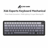 Attack Shark X66 RGB Wireless Mechanical Keyboard,RGB Lighting,Hot-swappable,Metal Knobs,Suitable fo