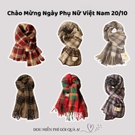 Unisex Wool Scarf, Warm Thick Knitted Cashmere Scarf Red Tone Christmas GIFT VIETNAMESE WOMEN'S DAY 