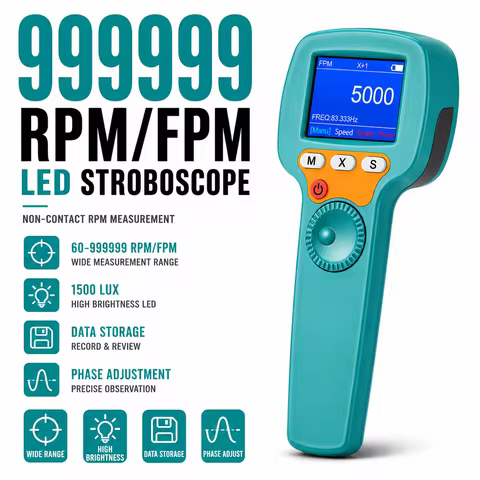 Stroboscope Strobe Light Tachometer Non Contact Measure 60-999999 RPM/FPM Velocity Hz with 0.001% Ac