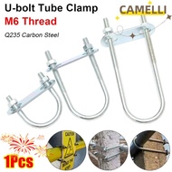 CAMELLI5Q 1Pcs Pipe U-clamp, With Baffle Screws M8 Round Tube Clamp,  Galvanized Q235 Carbon Steel R