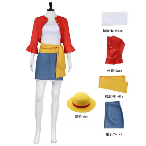 Anime Monkey D Luffy Woman Cosplay Costume Halloween Carnival Cosplay Luffy SKIRTS Bra Hat Prop Set 
