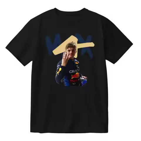 Men's T-shirt Max Verstappen F1 Character Printing Short Sleeve Summer Loose and Comfortable Top Men