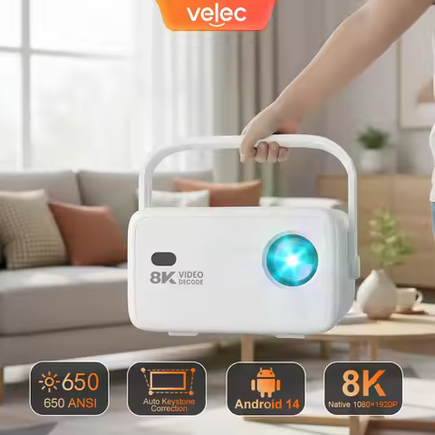 Velec Projector 650 ANSI 4K HD 1080P Android 14 Auto Focus Wifi6 BT5.2 Portable Outdoor Video Smart 