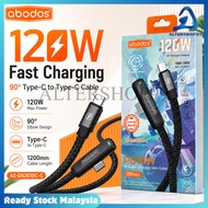 🛒Ready Stock🛒abodos AS-DS3019C-C 120W PD Fast Charging Cable | 90° Elbow Type-C Data Cable | 1200mm 