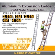 2.5m-4.5m 9-16Feet Double Aluminium Telescopic Ladder Roped Operated Multi Purpose Foldable Aluminiu