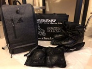 滾軸溜冰鞋 size42 包護膝,背囊