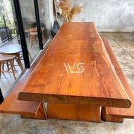 Meja Makan Jati Solid Kayu Utuh