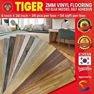 DIY TIGER 2MM VINYL FLOORING SELF ADHESIVE 36 keping 54sqft KAYU/WATERPROOF/WITH GUM/MURAH