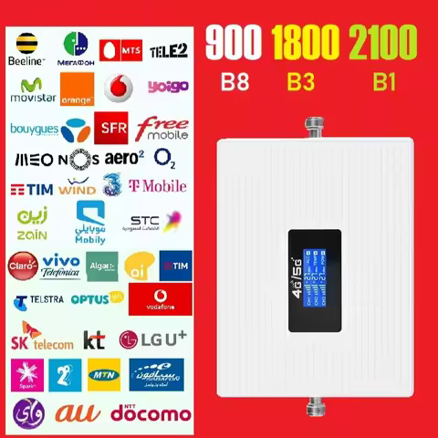 HWATEL All Frequency B1 B2 B3 B4 B5 B7 B8 B25 B66 Three Bands 3-Band Signal Boosters Cellular Amplif