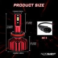 Novsight หลอดไฟ LED 10000LM 60W 6000K หลอดไฟ LED H4 H11 9006 9005 ไฟหน้ารถยนต์