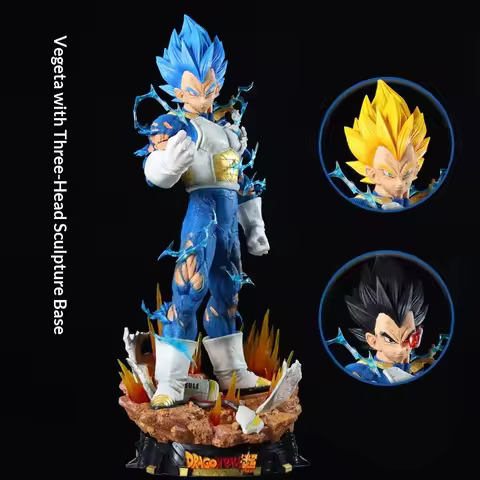 2025 Dragon Ball Lx Super Saiyan Super Blue Vegeta Four Head Carving Handmade Anime Model Ornament C