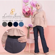 (S - 3XL) Women Pants Denim Jeans Bootcut Muslimah Seluar Botcut Palazo Denim Stretch High Waist Ela