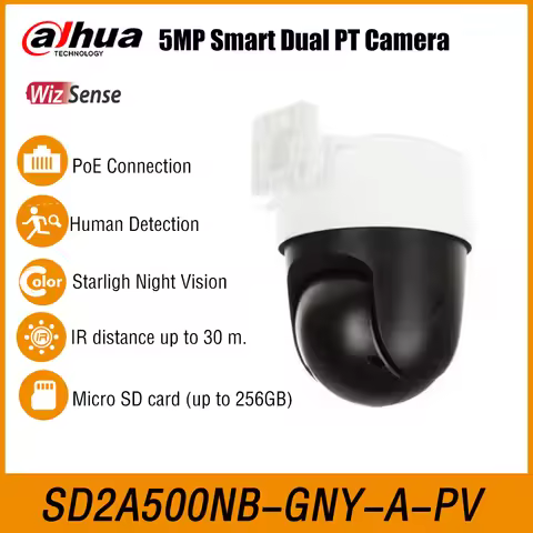 Dahua 5MP Smart Dual Light Network WizSense PT Security Protection AI PoE Camera Human Detecton Two-