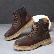 Men suede combat boots