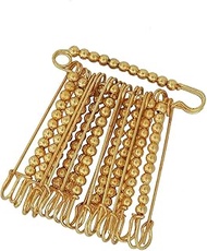 Golden Color Round Shape Mani Saree Pin or Safety Pin Set of 12