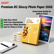 CUYI RC Glossy Waterproof Inkjet Photo Paper 20 Sheets 260gsm A4 3R 4R 5R For Inkjet Printer