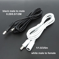 22awg 3A DC Male To male female Power supply Adapter white black cable Plug 5.5x2.1mm Connector wire
