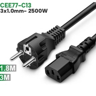 CEE 7/7 EURO SHUKO IEC60320 C13 straight pin power cable with copper core 3x1.0mm2 250V-10A length 1