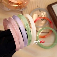Bangle bracelets compilations 8mm thickness imitation jade glass hand ring bracelet for women Chines